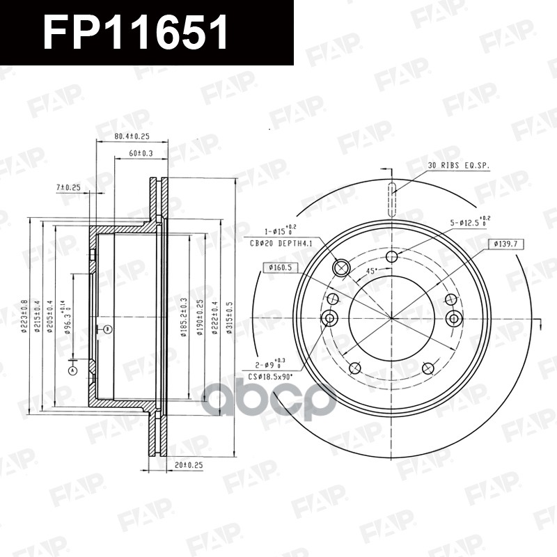 Тормозной диск с покрытием GEOMET FP11651 FAP арт. FP11651