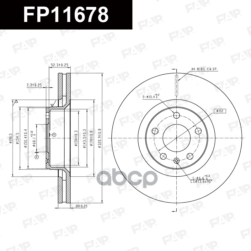 Тормозной диск с покрытием GEOMET FP11678 FAP арт. FP11678