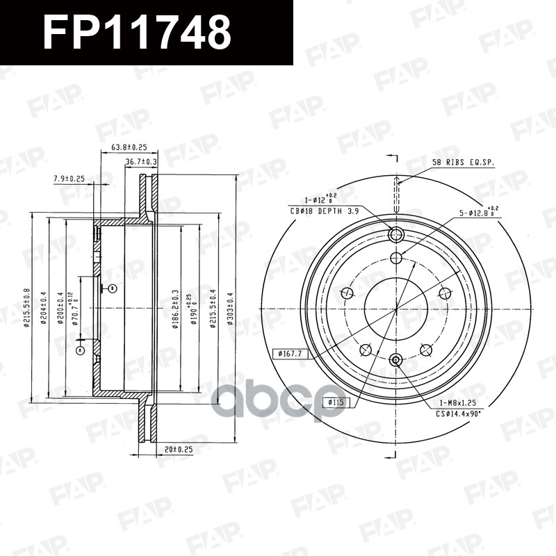 Тормозной диск с покрытием GEOMET FP11748 FAP арт. FP11748