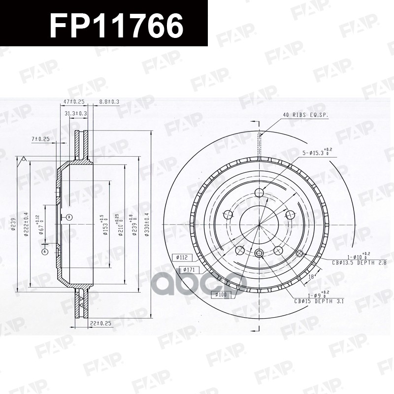 Тормозной диск с покрытием GEOMET FP11766 FAP арт. FP11766