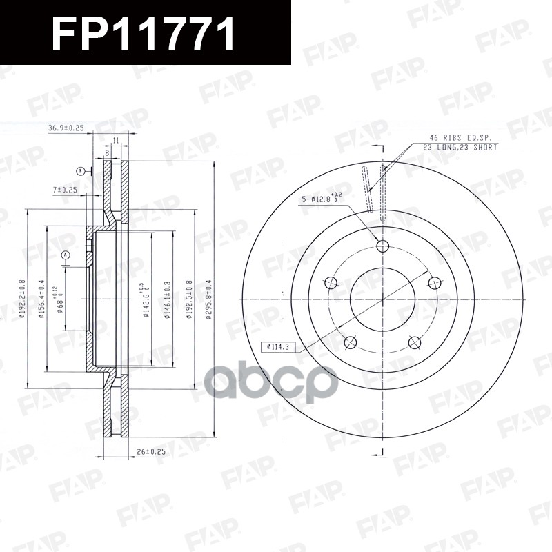 Тормозной диск с покрытием GEOMET FP11771 FAP арт. FP11771