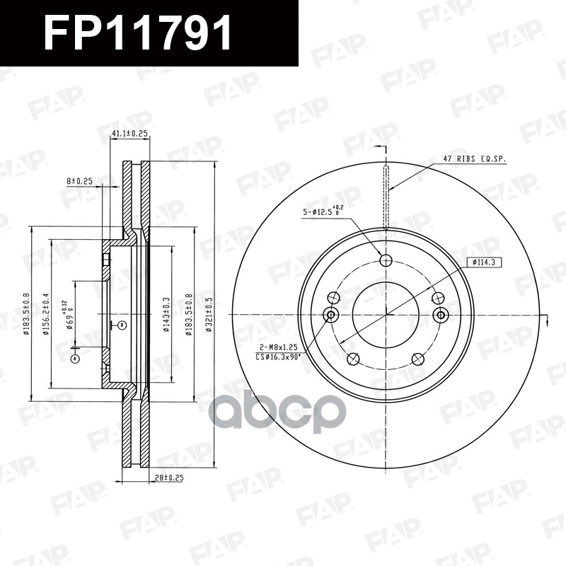 Тормозной диск с покрытием GEOMET FP11791 FAP арт. FP11791