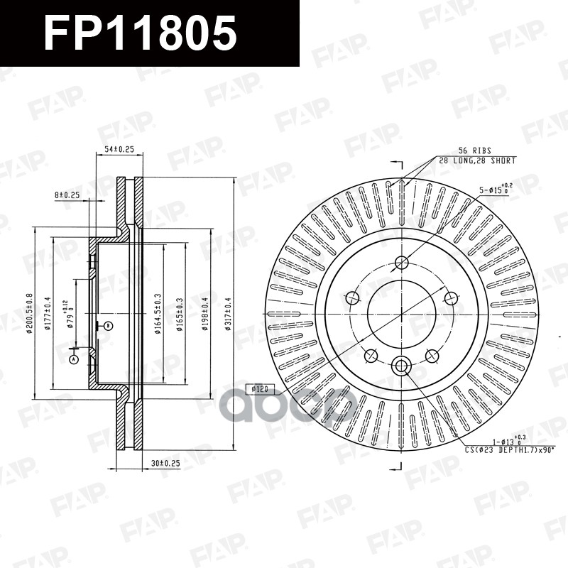 Тормозной диск с покрытием GEOMET FP11805 FAP арт. FP11805