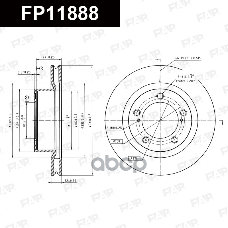 Тормозной диск с покрытием GEOMET FP11888 FAP арт. FP11888