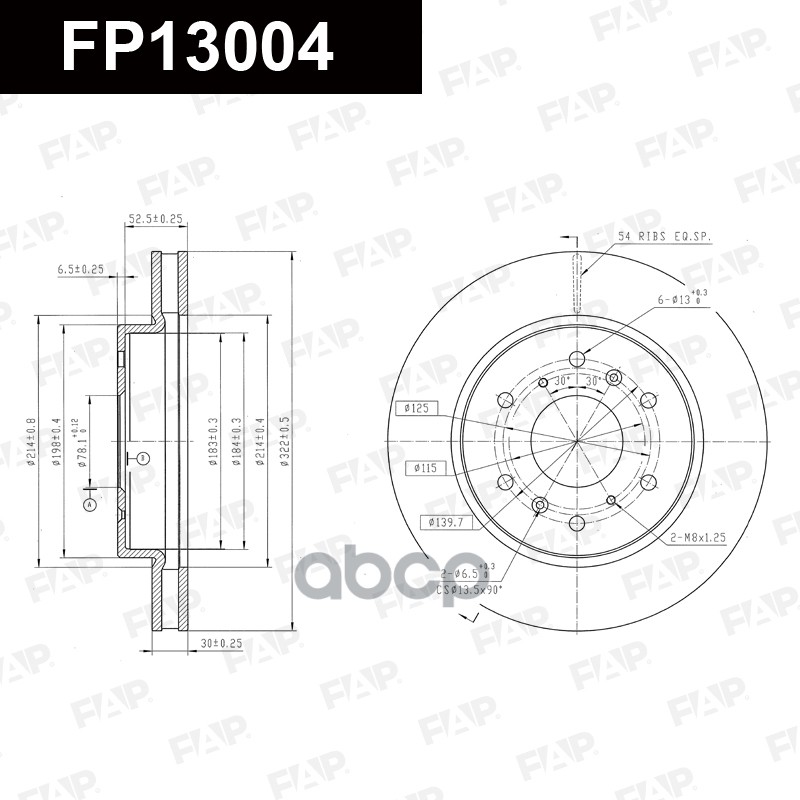 Тормозной диск с покрытием GEOMET FP13004 FAP арт. FP13004