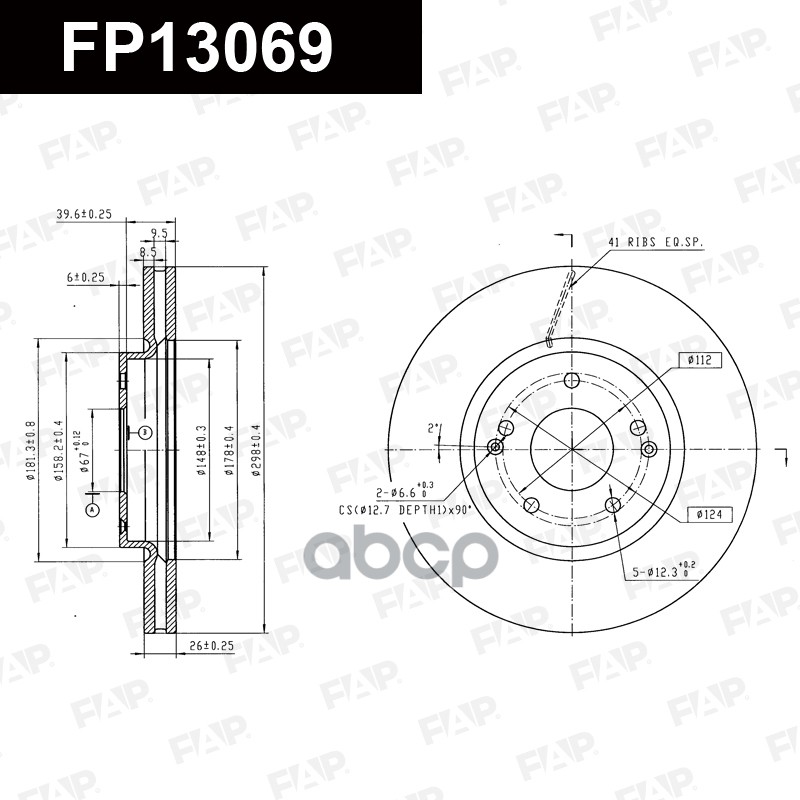 Тормозной диск с покрытием GEOMET FP13069 FAP арт. FP13069