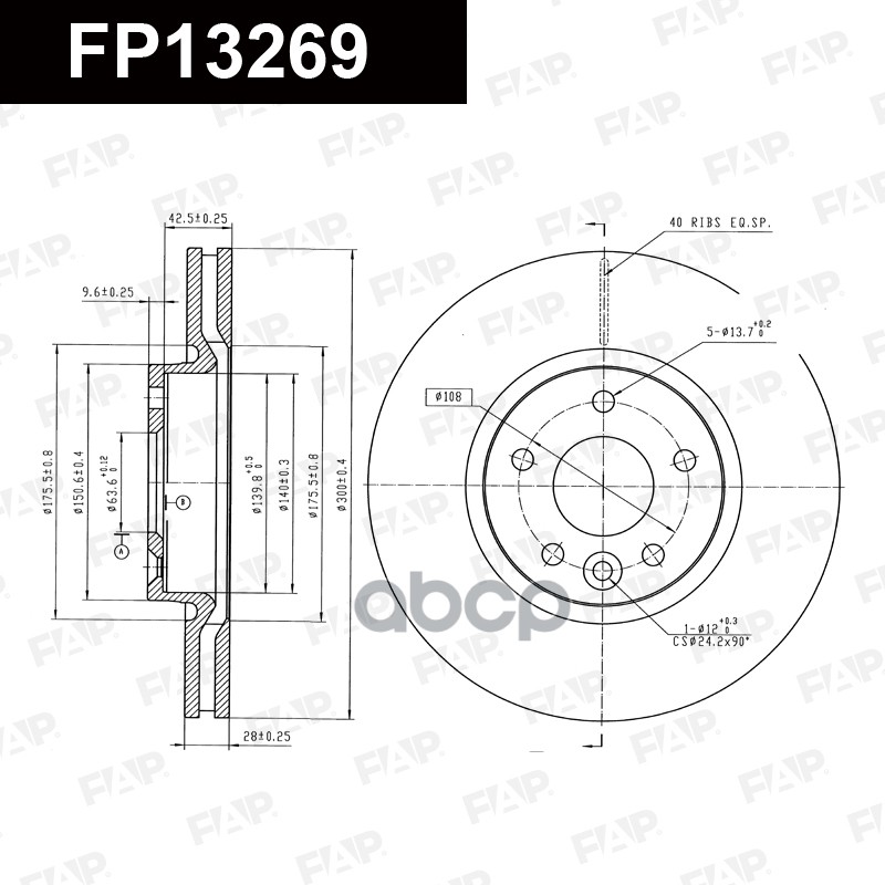 Тормозной диск с покрытием GEOMET FP13269 FAP арт. FP13269