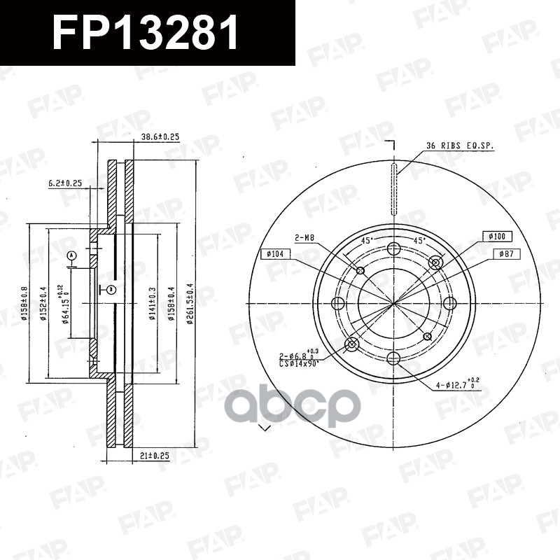 Тормозной диск с покрытием GEOMET FP13281 FAP арт. FP13281