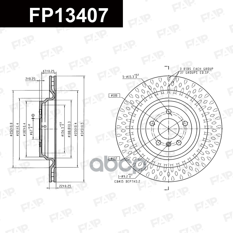 Тормозной диск с покрытием GEOMET FP13407 FAP арт. FP13407