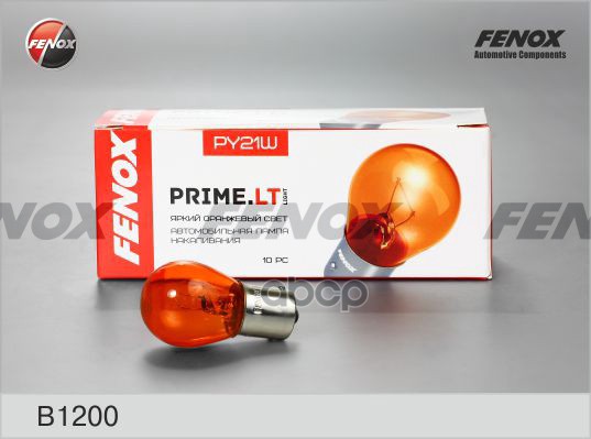 Лампа накаливания сигнальная PY21W BAU15s 12V 21W PRIME.LT YELLOW картон 10шт цена за 1шт FENOX арт. B1200