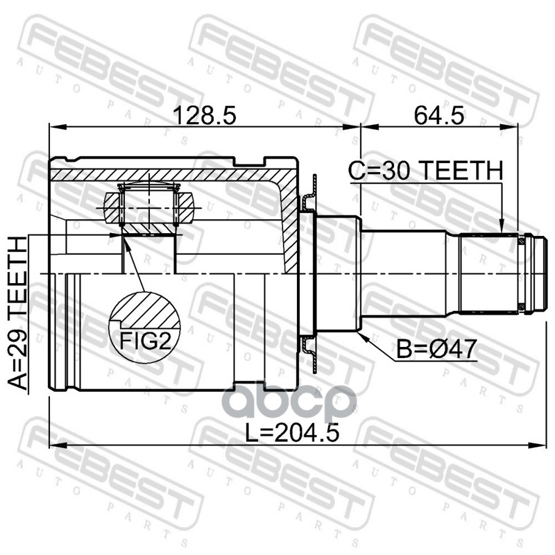 ШРУС внутренний 29X47X30 Febest арт. 0111GRN245
