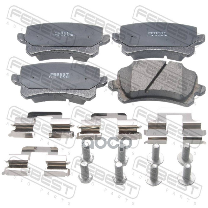 Колодки тормозные задние комплект (с болтами, с противоскрипной пластиной) Febest арт. 1701GVIR