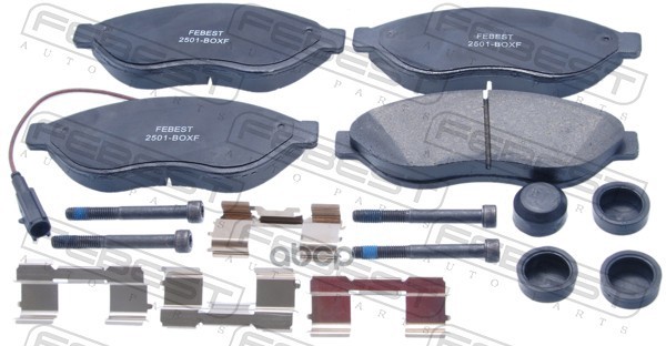 Колодки тормозные передние комплект (с болтами, с датчиком износа) Febest арт. 2501BOXF