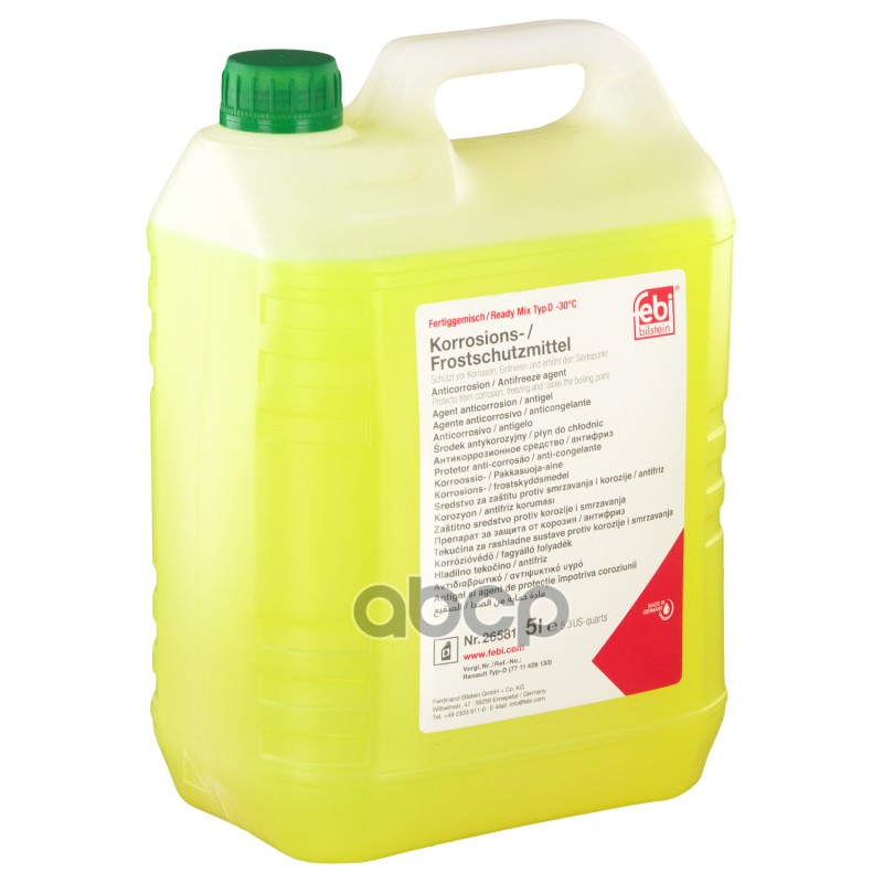 Антифриз FEBI Ready Mix Typ D готовый -30C зеленый 5 л 26581 Febi арт. 26581