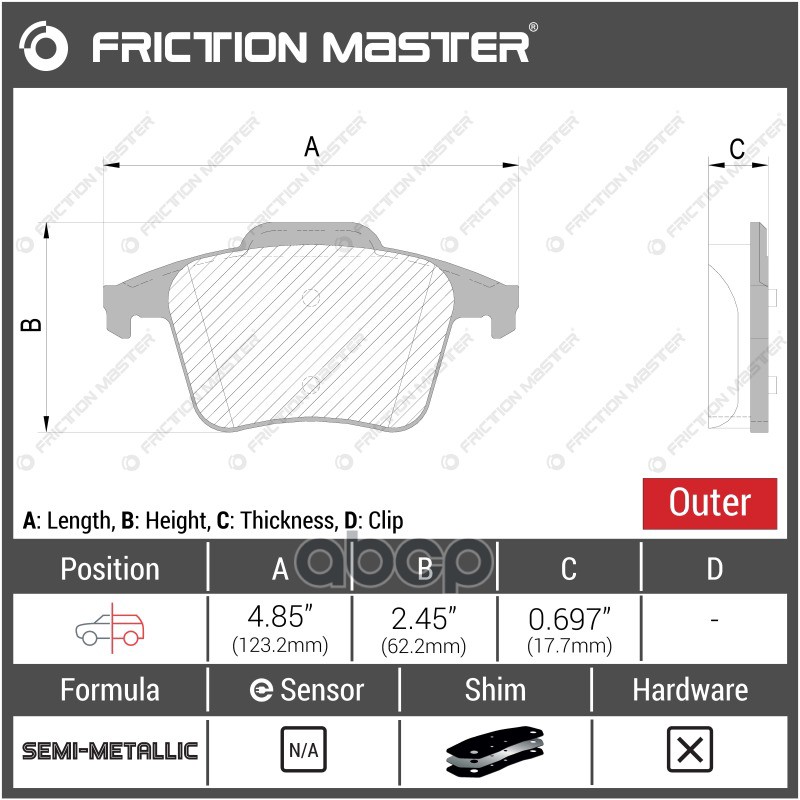 Колодки Тормозные Дисковые Задние Mkd980 Friction Master Mkd980 Friction Master арт. MKD980