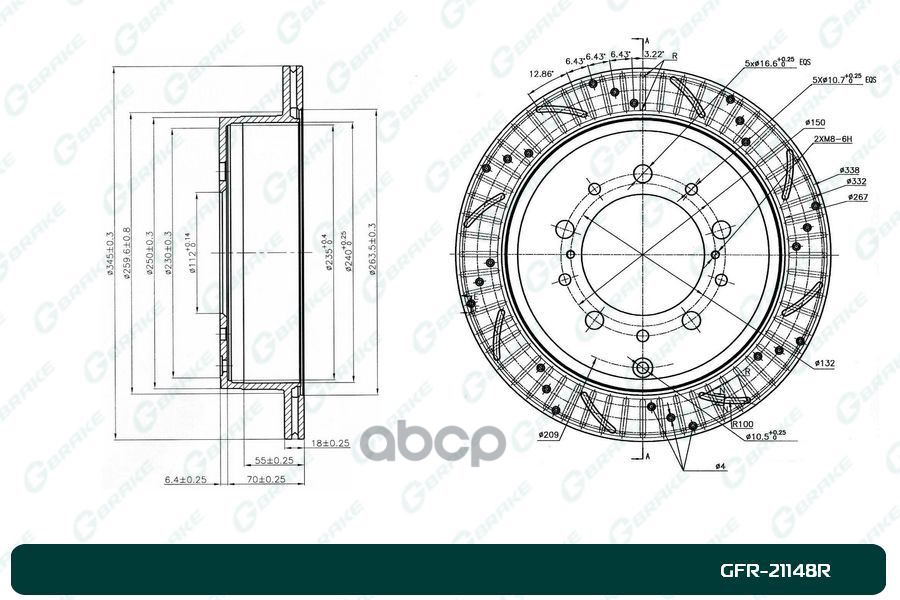 Диск тормозной перфорированный правый GFR-21148R G-BRAKE арт. GFR21148R
