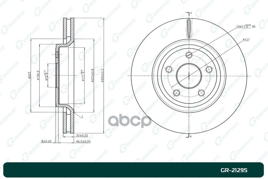 Диск тормозной вентилируемый G-brake GR-21295 GR21295 G-BRAKE арт. GR21295