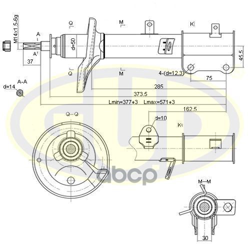 Амортизатор Зад Газ R Toy Corolla 92-97 (Стойка) G.U.D арт. GSA333116