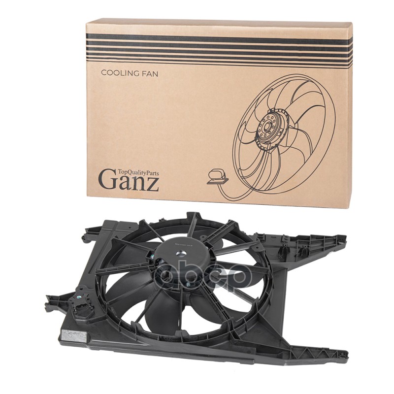 Вентилятор охлаждения в сборе (с резистором) RENAULT Logan I,Sandero,Stepway I,Saloon 04- GANZ GIC06531 GANZ арт. GIC06531