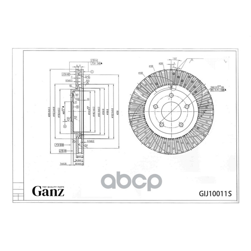 Диск Тормозной Передний Перфорированный Pro-Line С Покрытием (Компл.2 Шт) Nissan Qashqai 06->/X-Trail 07-> Ganz Gij10011s GAN...