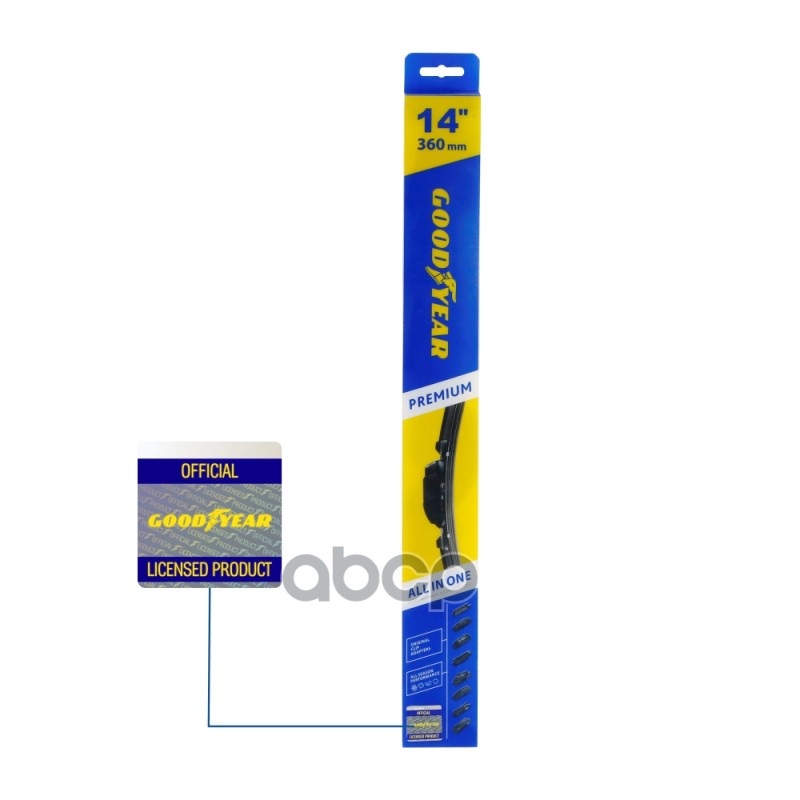 Щетка стеклоочистителя 360 мм бескаркасная 1 шт Goodyear PREMIUM GY000434 GOODYEAR арт. GY000434