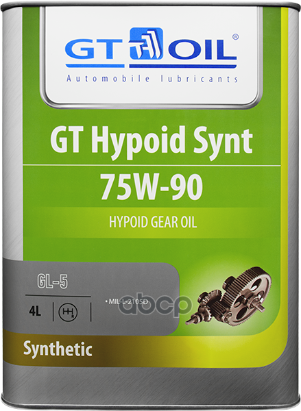 Масло трансмиссионное синтетическое Hypoid Synt 75W90 GL-5 4л GT OIL арт. 8809059407875