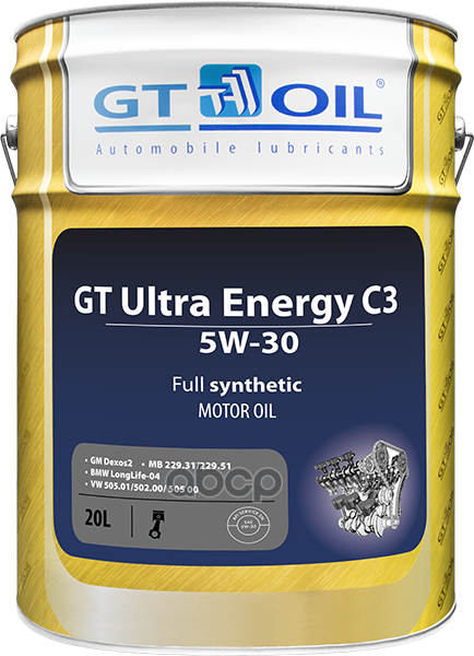 GT OIL Масло моторное синтетическое GT Ultra Energy C3 5W30 SN/CF, C3 20л
