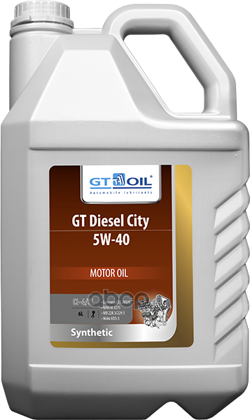 GT OIL Масло моторное синтетическое GT Diesel City 5W40 SL/CI-4, E7 6л