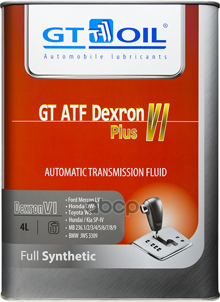 Масло трансмиссионное синтетическое ATF Dexron VI Plus 4л GT OIL арт. 8809059408520