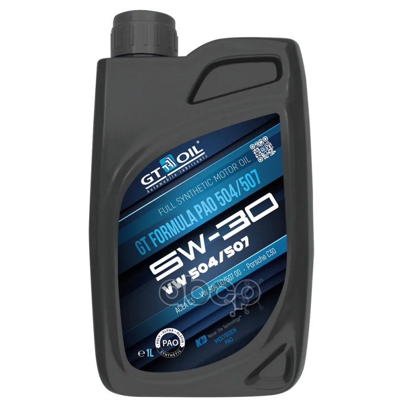 GT OIL Масло моторное синтетическое GT Formula PAO 504/507 5W30 SN, C3 1л