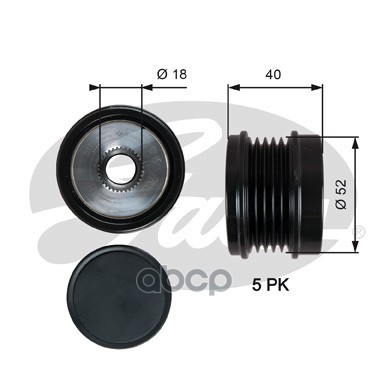 Шкив генератора (с обгонной муфтой) MB A(W176)/B(W246)/CLA(X117)/GLA(X156) GATES OAP7209 Gates арт. OAP7209