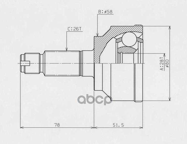 Шрус (Спереди/ Наруж) Honda Accord 08-16 / Civic 05-12 HDK арт. HO-065