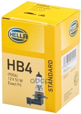 Лампа 12V Hb4 51W Hella Standart 1 Шт. Картон 8Gh005636-121 HELLA арт. 8GH005636-121