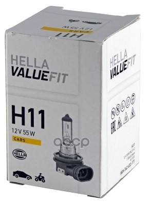 Лампа накаливания VALUEFIT, H11 12V 55W PGJ 192 HELLA 8GH242632171 HELLA арт. 8GH242632171