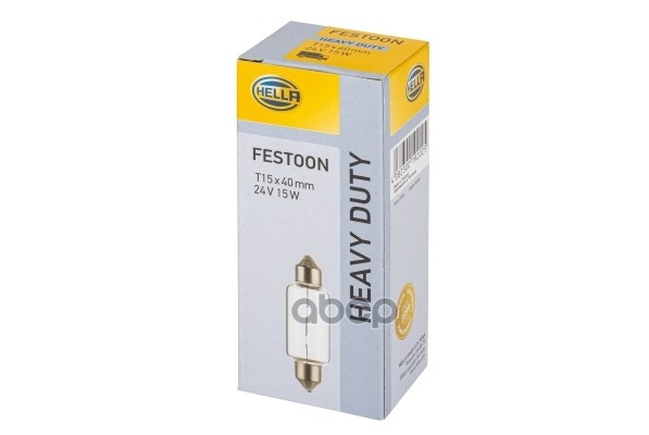 Лампа Накаливания Для Грузовых Автомобилей, 10Шт В Упаковке 24V 15W Sv8,5-8 Standard (Стандартные Характеристики) HELLA арт. ...