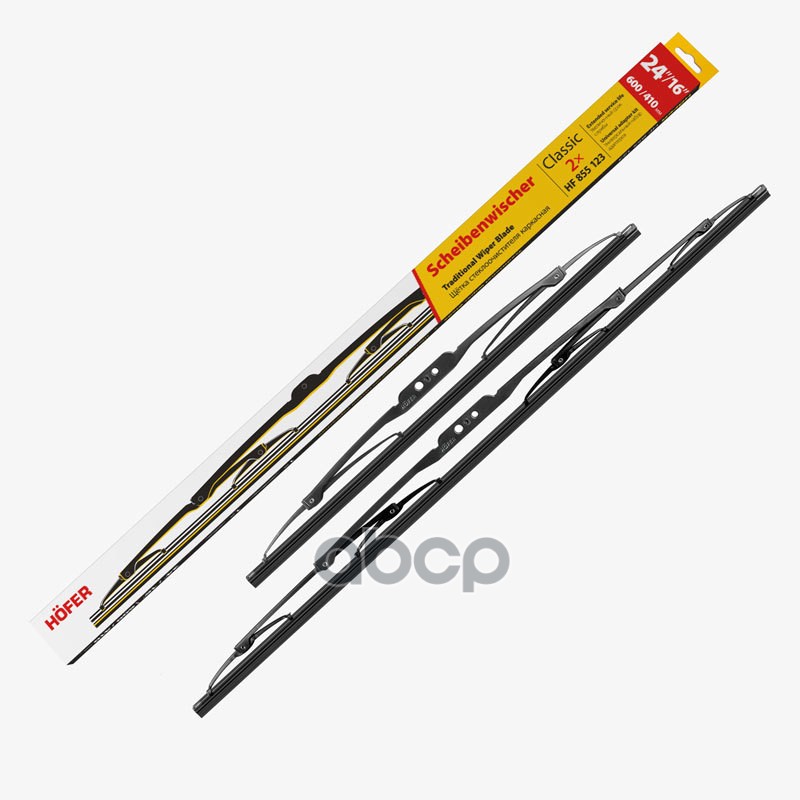 Щетки стеклоочистителя каркасные 600/410мм 5 адаптеров HOFER арт. HF855123