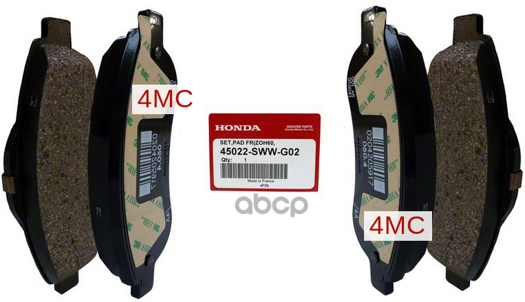 Колодки Тормозные Передние Honda 45022-Sww-G02 HONDA арт. 45022-SWW-G02