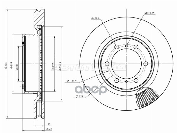 Диск тормозной (Спереди) Toyota Land Cruiser Prado (J150) 09-24 / Lexus GX 09-23 / Toyota 4Runner 09 HOSU арт. HSDB0168
