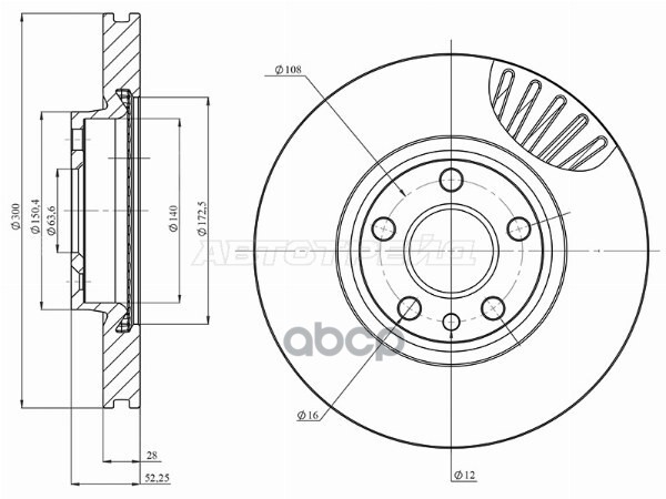 Диск тормозной (Спереди) Ford Focus 10-15 / Mondeo 07-15 HOSU арт. HSDB0178