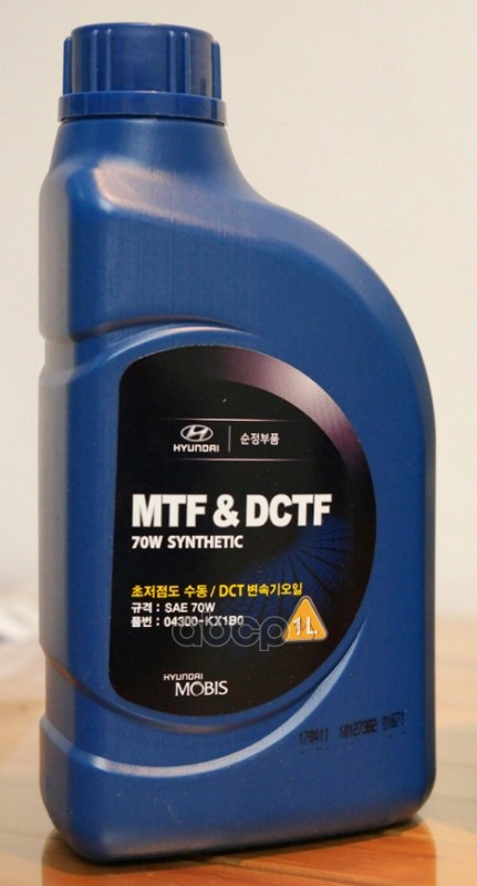 Масло трансмиссионное синтетическое MTF DCTF 70W API GL-4 1л 04300-KX1B0 Hyundai-KIA арт. 04300-KX1B0