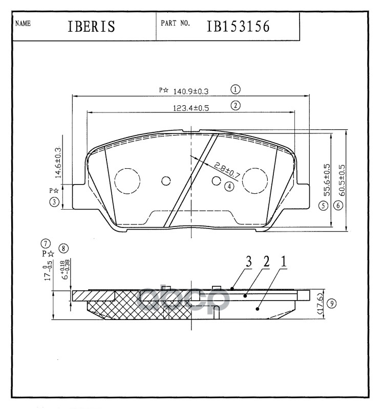Колодки Тормозные Пер К-Т Hyundai I30 Cw Ii IBERIS арт. IB153156
