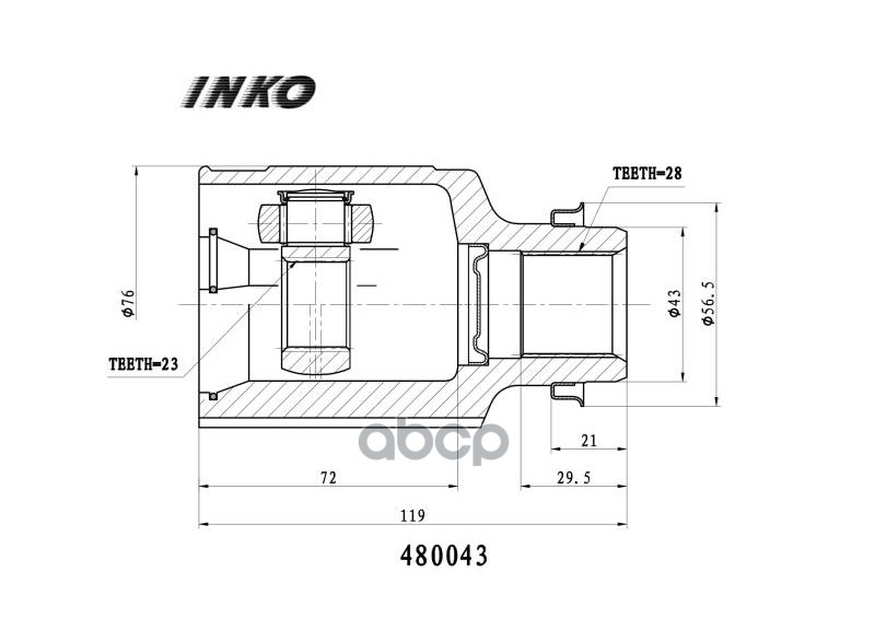 Шрус Внутренний 28/23 | Перед Прав | INKO арт. 480043