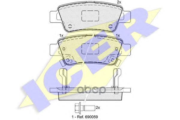Колодки торм. дисков. Honda CR-V 2.0  2.4  2.2D Icer арт. 181888