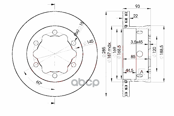 Диск Тормозной Задний Mb 4T-Sprinter/Vw Lt 28-46 Ii /Vent D=285Mm Icer 78Bd0185-1 Icer арт. 78BD0185-1