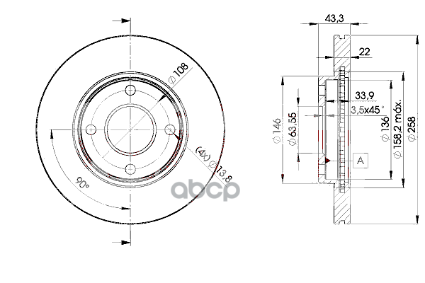 Диск Тормозной Передний Ford Focus 1 /Fiesta/Fusion Icer 78Bd5344-2 Icer арт. 78BD5344-2