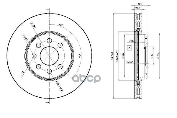 Диск тормозной передний OPEL ASTRA H/MERIVA 4 отв. ICER 78BD9001-2 Icer арт. 78BD9001-2