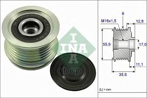 Шкив генератора AUDI A3/A4/A6 /SKODA OCTAVIA/SUPERB /VW GOLF/JETTA/TIGUAN 1.6-2.0 Ina арт. 535004110