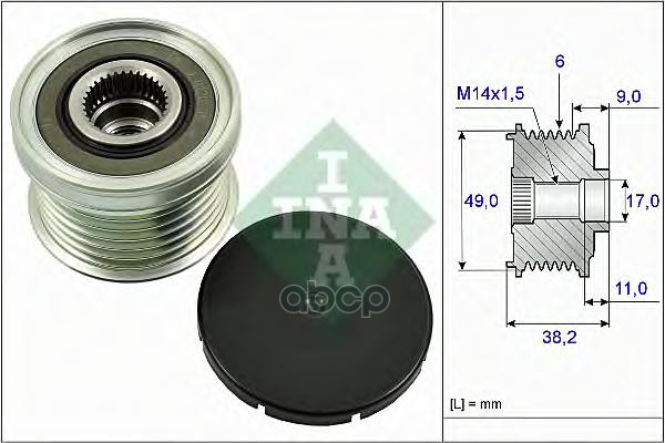 Заменен на 535036110 Шкив генератора BMW 520/528i F10, 316/320/328i F30 535026810 Ina арт. 535026810
