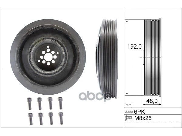 Шкив коленвала VW TOUAREG (7L/7P) 3.0TDI 544010220 Ina арт. 544010220