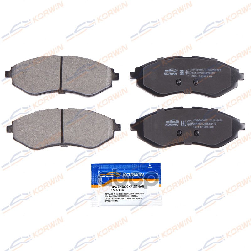 Колодки Тормозные Дисковые Перед. Ecoline. Chevrolet Aveo (T200/250/255) 03-/Cobalt 13- KORWIN арт. KWBP0067E